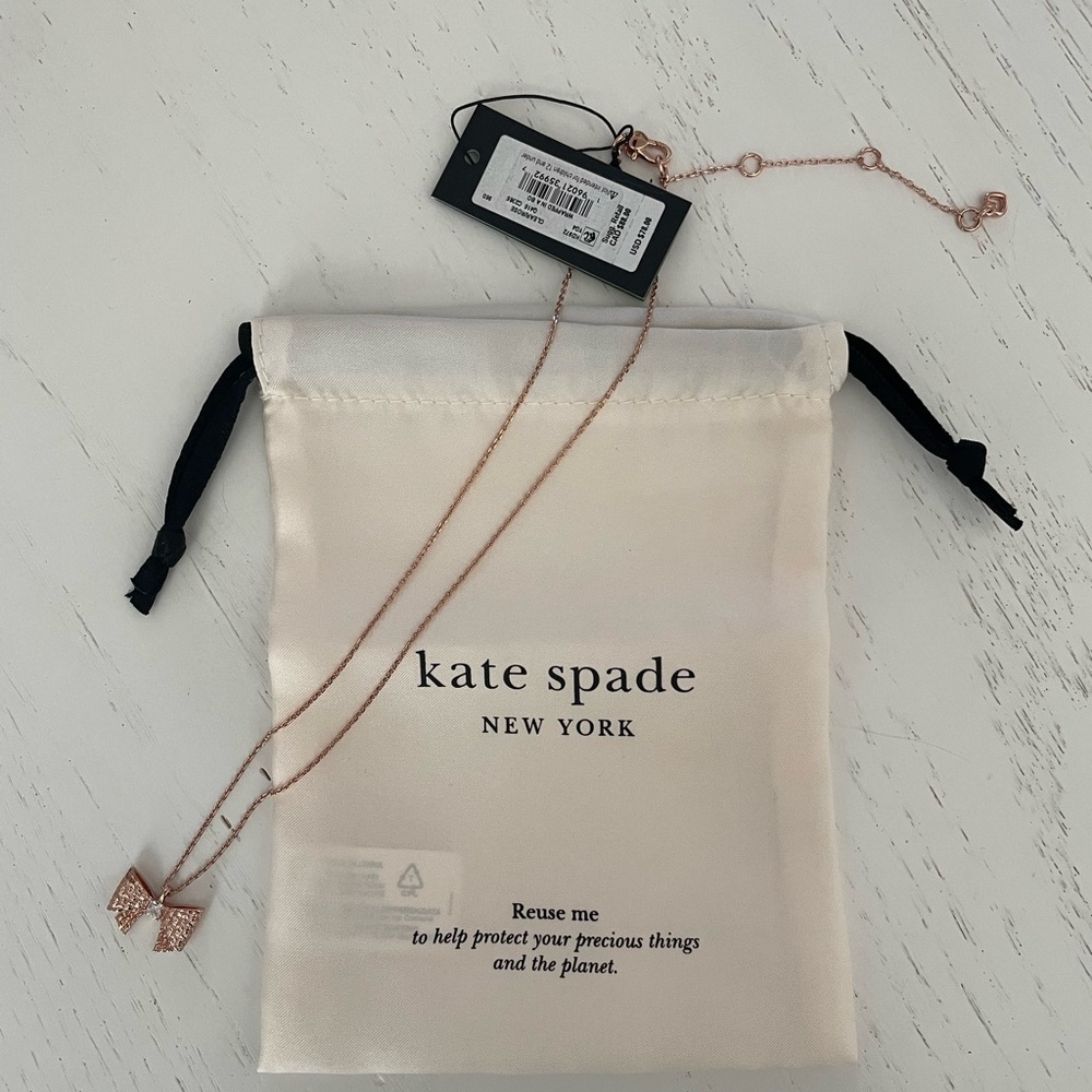 Kate Spade Rose Gold Bow Pendant Necklace - BRAND NEW WITH TAGS